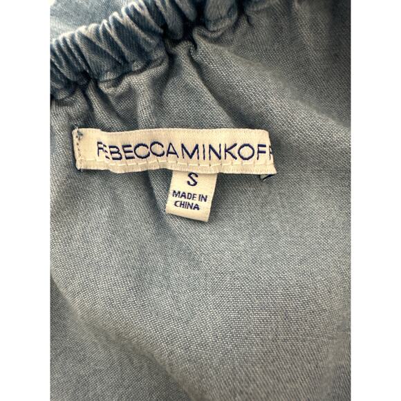 Rebecca Minkoff Rita Denim Chambray One Shoulder Embroidered Blouse Top Blue S - Picture 10 of 12